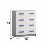 Comoda Didi, alb/albastru, 80x93x40 cm, 4 sertare