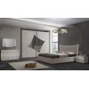 Dormitor atom, bej/gri, pat 160x190 cm, dulap cu 2 usi culisante, comoda, 2 noptiere