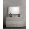 Dormitor atom, bej/gri, pat 160x190 cm, dulap cu 2 usi culisante, comoda, 2 noptiere
