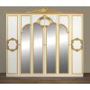 Dormitor Barocco Bianco, alb/auriu, pat 160x200 cm, dulap cu 6 usi, comoda, 2 noptiere