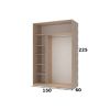 Dressing irma cu oglinda, sonoma, 150x225x60 cm, 2 usi culisante