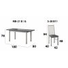 Set masa extensibila 140x180cm cu 4 scaune tapitate, mb-21 modena1 si s-38 boss10 b11, alb/grafit, lemn masiv de fag, stofa
