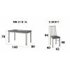 Set masa extensibila 140x180cm cu 6 scaune tapitate, mb-21 modena1 si s-38 boss10 b11, alb/grafit, lemn masiv de fag, stofa