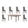Set masa extensibila 160x200cm cu 6 scaune tapitate, mb-12 venus1 si s-37 boss7 s11, sonoma, lemn masiv de fag, stofa