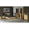 Set mobila dormitor bali, culoare sonoma / negru, dulap 200 cm, pat 160x200 cm, 2 noptiere, comoda