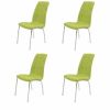 Set 4 scaune bucatarie s-02, culoare verde, metal cromat