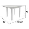 Masa living max7 b, bialy, extensibila 80/110x80x76 cm, lemn masiv de fag/pal