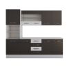 Bucatarie alfa 240 cm, wenge/alb, blat termic alb, corp inalt cuptor