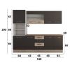 Bucatarie alfa 240 cm, wenge/sonoma, blat termic nuc, corp inalt cuptor