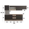 Bucatarie alfa 300 cm, wenge / sonoma, blat termic nuc, corp inalt cuptor si corp hota