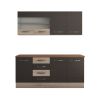 Bucatarie alfa cu vitrina 180 cm, wenge / sonoma, blat termic nuc