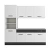 Bucatarie Sofia 200 cm, Alb / Wenge, Blat termic alb, Corp cuptor incorporabil