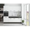 Bucatarie Sofia 200 cm, Alb / Wenge, Blat termic alb, Corp cuptor incorporabil