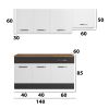 Bucatarie Sofia 200 cm, Alb / Wenge, Blat termic nuc, Corp hota