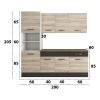 Bucatarie Sofia 200 cm, Sonoma / Wenge, Blat termic nuc, Corp cuptor incorporabil