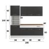 Bucatarie Sofia 200 cm, Wenge / Alb, Blat termic nuc, Corp cuptor incorporabil