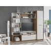 Biblioteca living ferrara, 196x186x46 cm, pal, stejar/alb