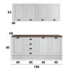 Bucatarie maya 180 cm, alb titan uni structo, blat stejar endgrain cognac 28 mm, fronturi mdf