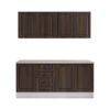 Bucatarie maya 180 cm, nuc columbia, blat kastamonu travertin 28 mm, fronturi mdf