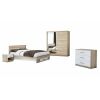 Set dormitor Beta, sonoma / alb, dulap 183 cm, pat 160x200 cm, 2 noptiere, comoda