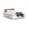 Set dormitor markos, alb/stejar inchis, dulap 200 cm, pat 160×200 cm, 2 noptiere, comoda