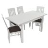 Set masa extensibila 120x150 cm cu 4 scaune tapitate, mb-13 max5 si s-104 so, alb, lemn masiv, stofa
