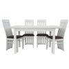 Set masa extensibila 120x150 cm cu 4 scaune tapitate, mb-13 max5 si s-104 so, alb, lemn masiv, stofa