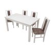 Set masa extensibila 120x150cm cu 4 scaune tapitate, mb-13 max5 si s-37 boss7 b25b, alb, lemn masiv de fag, stofa