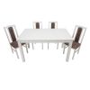 Set masa extensibila 120x150cm cu 4 scaune tapitate, mb-13 max5 si s-37 boss7 b25b, alb, lemn masiv de fag, stofa