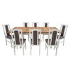 Set masa extensibila 160 x 240 cm cu 8 scaune tapitate, mb-21 modena2 xl si s-37 boss7 18a, wotan/bialy, lemn masiv de fag, stofa