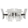 Set masa extensibila 160x200 cm cu 6 scaune tapitate, mb-12 venus1 si s-104 so, alb, lemn masiv, stofa