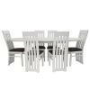Set masa extensibila 160x200 cm cu 6 scaune tapitate, mb-12 venus1 si s-104 so, alb, lemn masiv, stofa