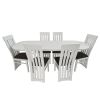 Set masa extensibila 160x200 cm cu 6 scaune tapitate, mb-12 venus1 si s-104 so, alb, lemn masiv, stofa