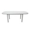 Set masa extensibila 160x200 cm cu 6 scaune tapitate, mb-12 venus1 si s-104 so, alb, lemn masiv, stofa