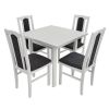 Set masa extensibila 80x110 cm cu 4 scaune tapitate, mb-13 max7 si s-38 boss14 b24b, alb, lemn masiv, stofa