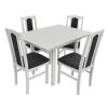 Set masa extensibila 80x110 cm cu 4 scaune tapitate, mb-13 max7 si s-38 boss14 b24b, alb, lemn masiv, stofa
