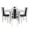 Set masa extensibila 80x110 cm cu 4 scaune tapitate, mb-13 max7 si s-38 boss14 b24b, alb, lemn masiv, stofa
