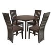 Set masa fixa 100 cm cu 4 scaune tapitate, mb-12 poli3 si s-104 sb, nuc, lemn masiv, stofa