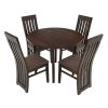 Set masa fixa 100 cm cu 4 scaune tapitate, mb-12 poli3 si s-104 sb, nuc, lemn masiv, stofa