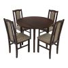 Set masa fixa 100 cm cu 4 scaune tapitate, mb-12 poli3 si s-37 boss7 o2, nuc, lemn masiv, stofa