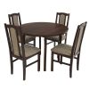 Set masa fixa 100 cm cu 4 scaune tapitate, mb-12 poli3 si s-37 boss7 o2, nuc, lemn masiv, stofa