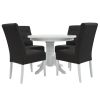 Set masa fixa 100 cm cu 4 scaune tapitate, mb-80 si sonia, alb/negru, lemn masiv, piele ecologica