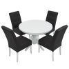 Set masa fixa 100 cm cu 4 scaune tapitate, mb-80 si sonia, alb/negru, lemn masiv, piele ecologica