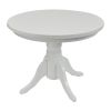 Set masa fixa 100 cm cu 4 scaune tapitate, mb-80 si sonia, alb/negru, lemn masiv, piele ecologica