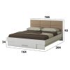 Dormitor Solano, alb, dulap 120 cm, pat cu tablie tapitata camel 160x200 cm, 2 noptiere, comoda