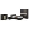 Set dormitor dome 1-20, wenge, dulap 200 cm, pat 160×200 cm, 2 noptiere, comoda