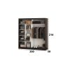 Set dormitor dome 1-20, wenge, dulap 200 cm, pat 160×200 cm, 2 noptiere, comoda