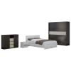 Set dormitor dome 1-20, wenge/alb, dulap 200 cm, pat 160×200 cm, 2 noptiere, comoda
