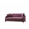 Canapea extensibila smart cu 2 locuri, culoare roz, material stofa