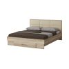 Dormitor Solano, sonoma, dulap 150 cm, pat cu tablie tapitata crem 160×200 cm, 2 noptiere, comoda